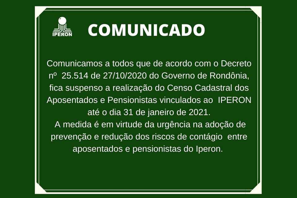 Informe SINJUR sobre novo decreto que prorroga prazo de recadastramento no IPERON