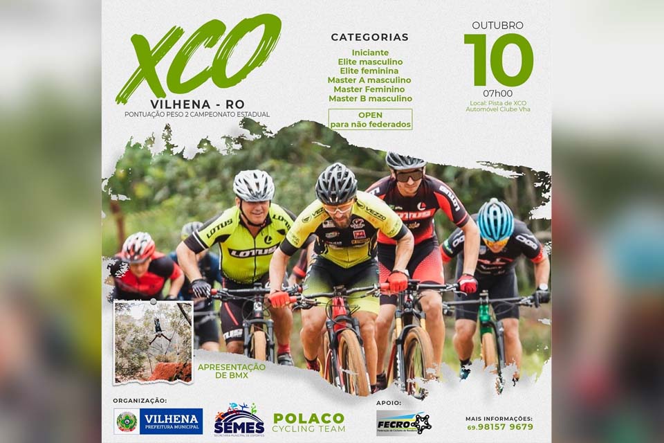 Vilhena receberá etapa do Campeonato Estadual de Ciclismo MTB XCO