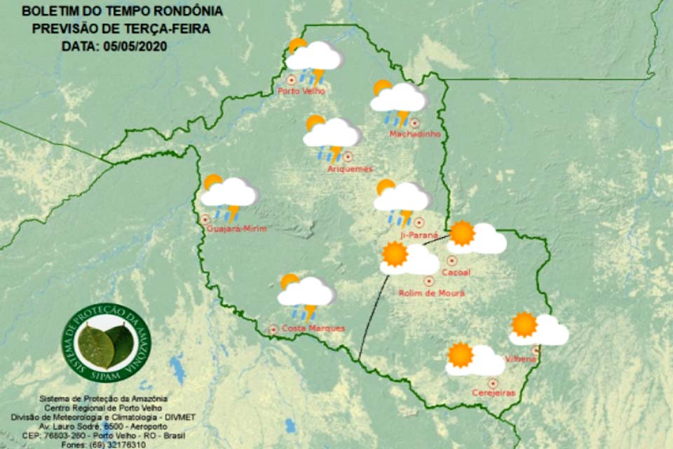 Confira a previsão do tempo para esta terça-feira em Rondônia