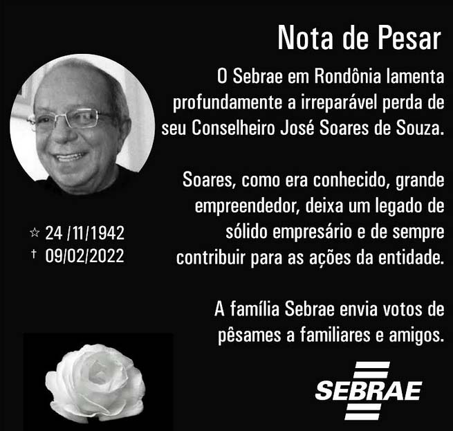 Sebrae emite Nota de Pesar por falecimento de Conselheiro