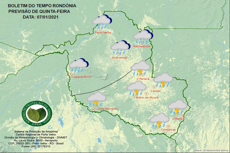 Confira a previsão do tempo para esta quinta-feira em Rondônia