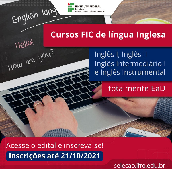 Campus Porto Velho Zona Norte oferta cursos de formação continuada de Inglês