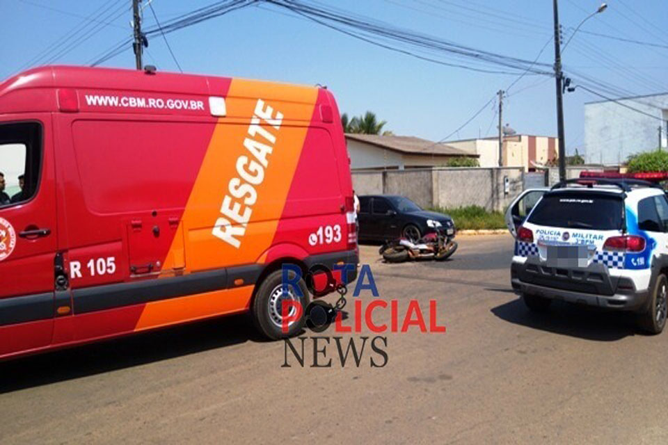 Colisão entre carro e motocicleta deixa feridos em Vilhena