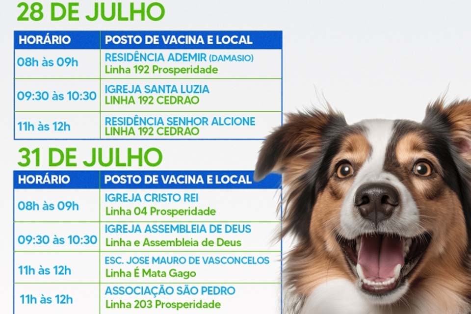 Prefeitura divulga relação de locais de vacinação de cães e gatos nesta sexta-feira