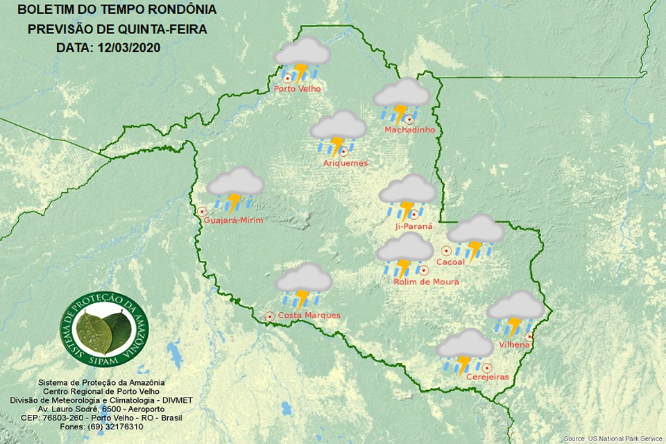 Confira a previsão do tempo para esta quinta-feira em Rondônia