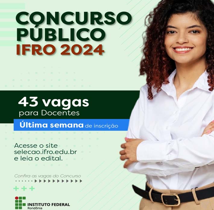 Quarenta e três vagas para Professores são ofertadas em Concurso Público do IFRO