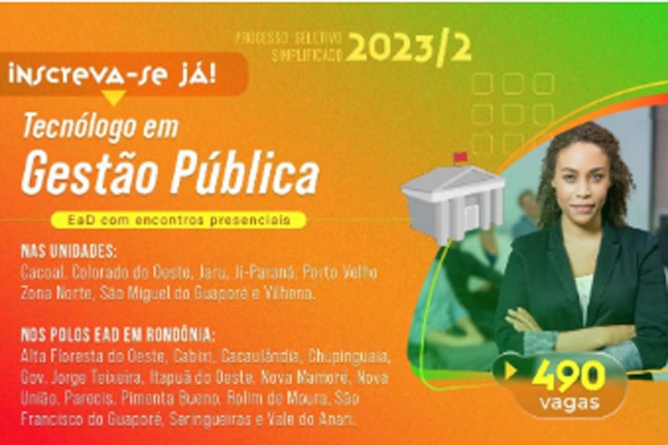 Campus Vilhena oferta 117 vagas em cursos a distância através do Processo Seletivo Simplificado