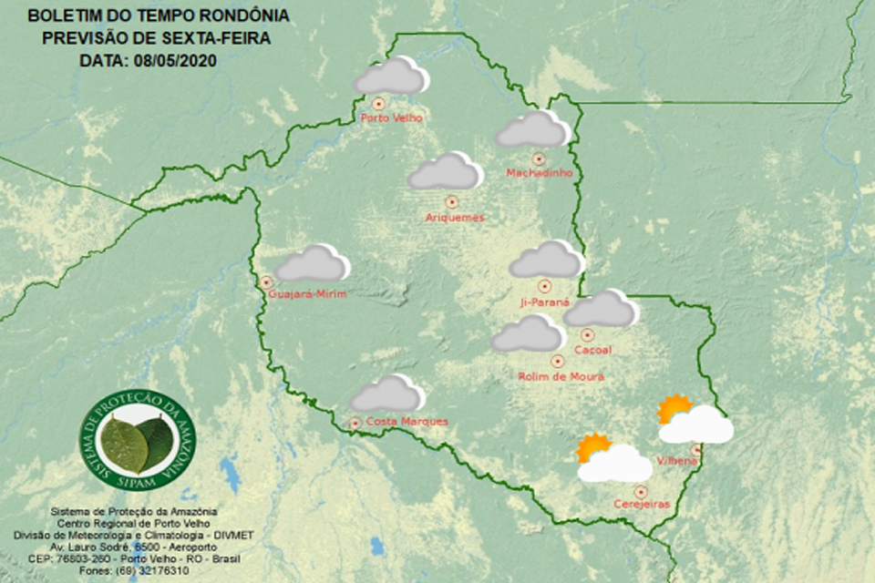 Confira a previsão do tempo para esta sexta-feira em Rondônia