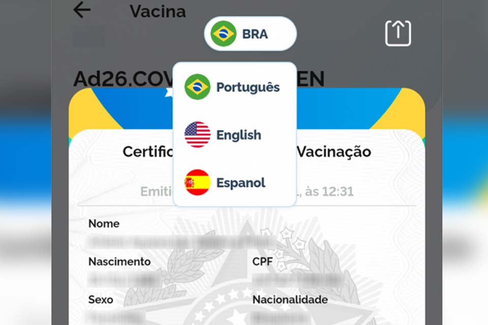 Covid-19: certificado de vacinação pode ser emitido em três idiomas