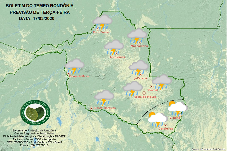 Confira a previsão do tempo para esta terça-feira em Rondônia