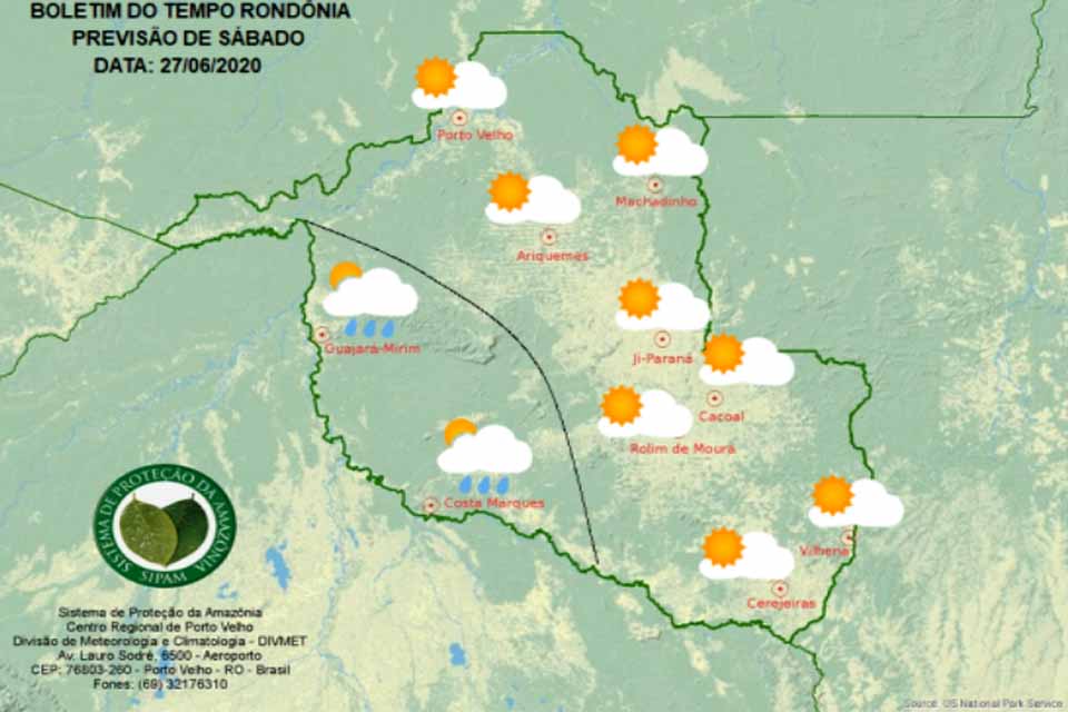 Confira a previsão do tempo para este sábado em Rondônia