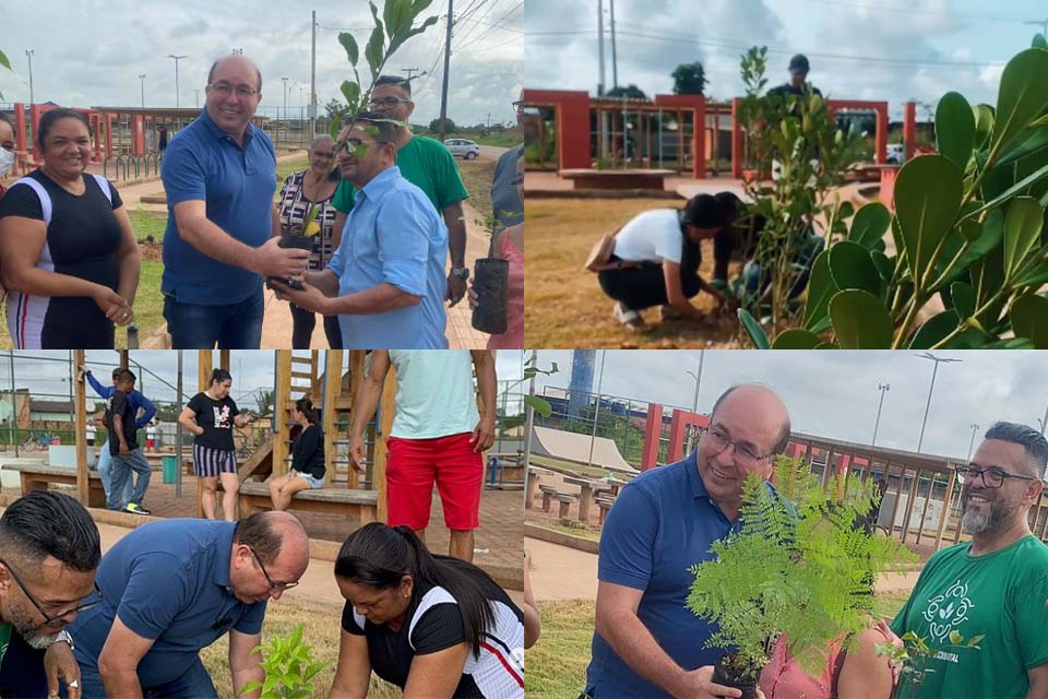 Após pedido atendido, Edwilson Negreiros participa de ato de arborização na Praça da Juventude em Porto Velho