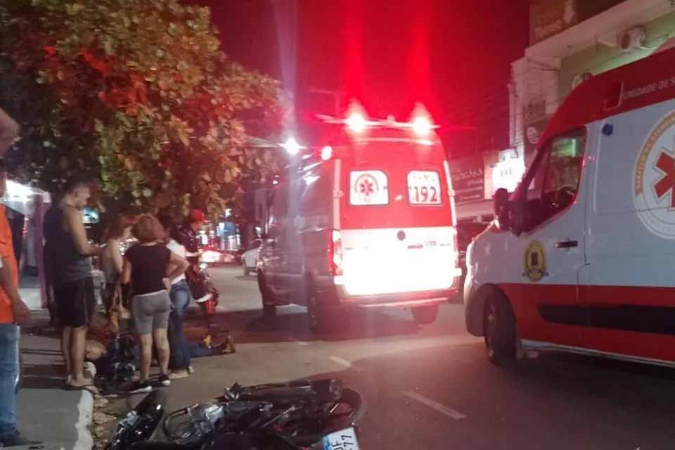 Colisão entre carro e moto deixa motociclista ferido em Porto Velho