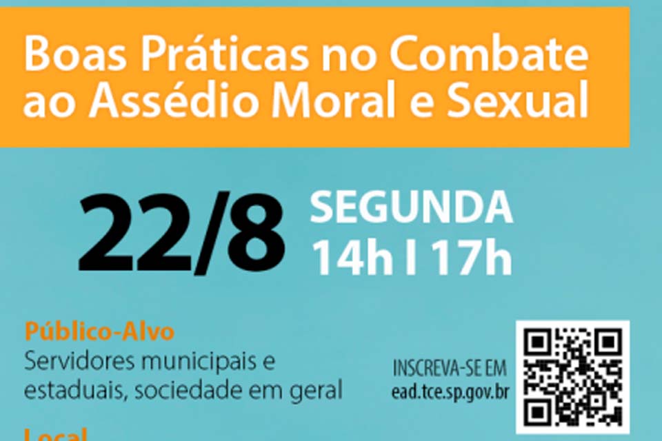 Palestra online sobre assédio moral e sexual nesta segunda-feira (22/8)