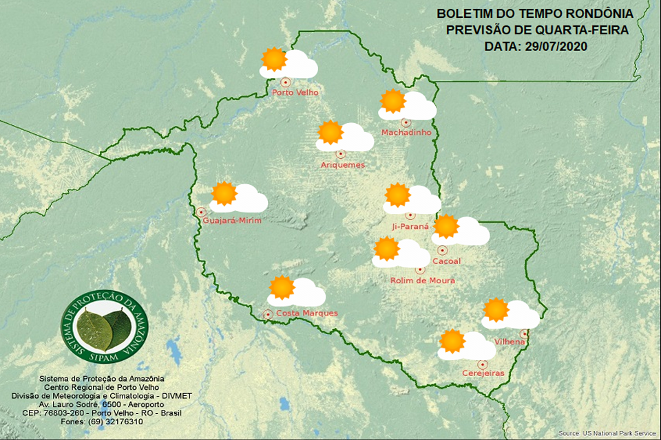 Confira a previsão do tempo para esta quarta-feira em Rondônia
