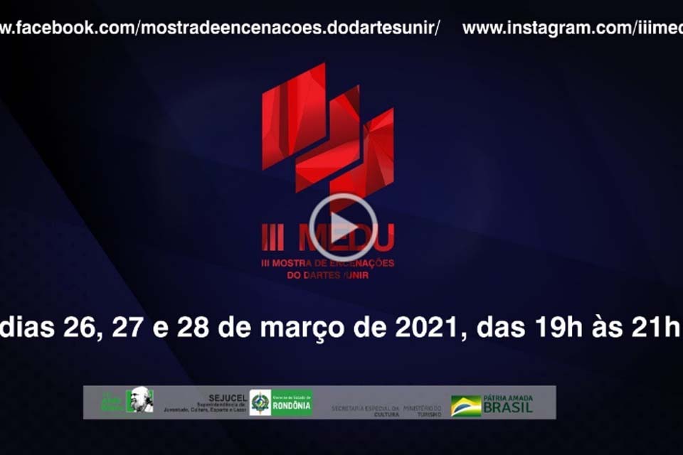 3ª Mostra de Encenações do DArtes/UNIR segue neste sábado (27) com exibição de quatro vídeos