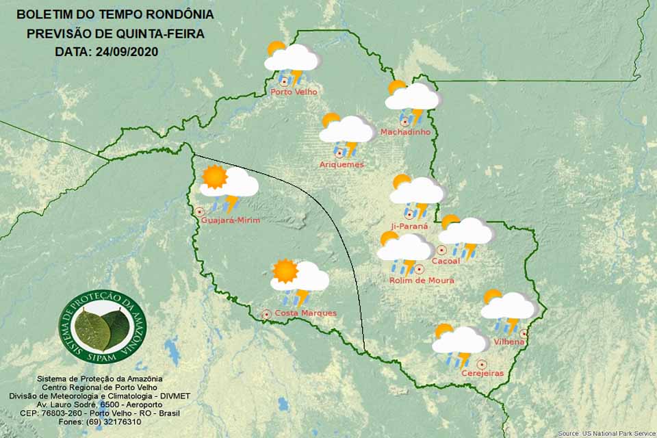 Confira a previsão do tempo para esta quinta-feira em Rondônia