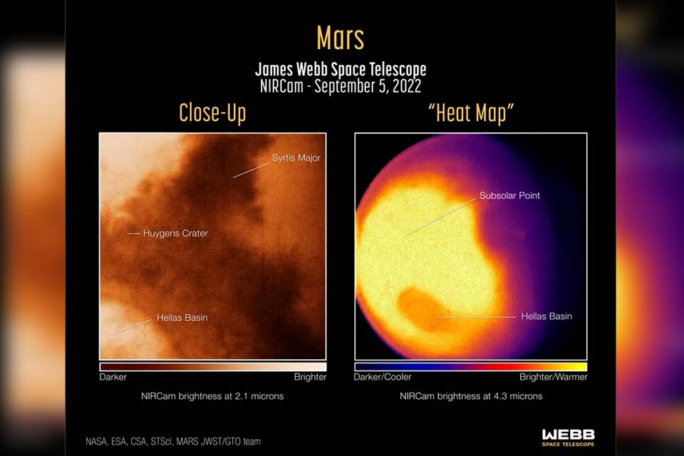 James Webb divulga suas primeiras imagens de Marte