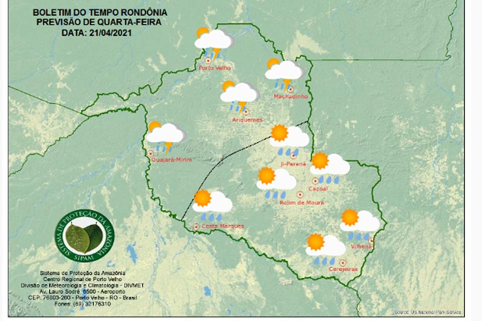 Confira a previsão do tempo para este feriado e quinta (22), em Rondônia