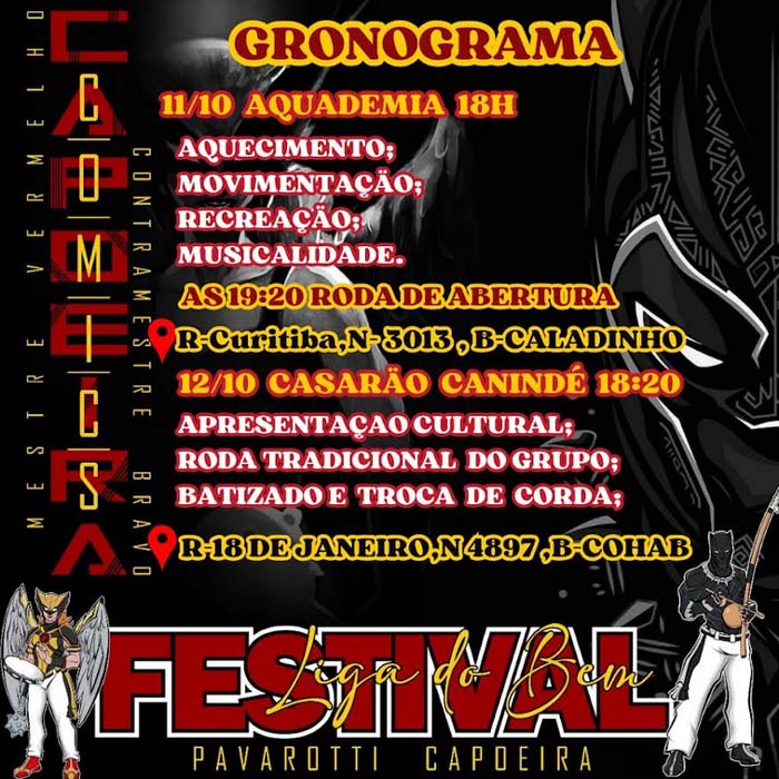 Festival Liga do Bem de Capoeira acontece nesta sexta-feira e sábado, na zona Sul de Porto Velho