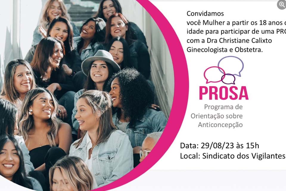 SINTESV-RO convida mulheres para participarem do Programa de Orientação Anticoncepção que ocorrerá na terça-feira (29), na sede do Sindicato 