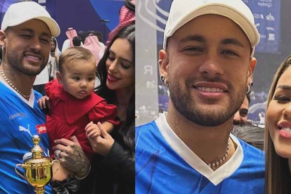 Neymar reencontra ex-affair durante viagem com Bruna Biancardi e Mavie