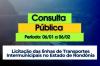 Consulta Pública para a Licitação das Linhas de Transportes Intermunicipais em Rondônia inicia a partir de 6 de janeiro