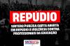 SINTERO publica carta aberta em repúdio à violência contra profissionais da educação