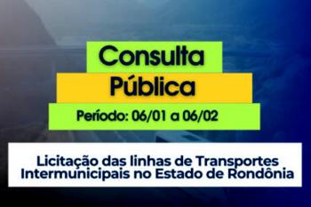 Consulta Pública para a Licitação das Linhas de Transportes Intermunicipais em Rondônia inicia a partir de 6 de janeiro