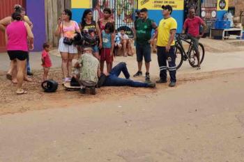 Motociclista fica ferido em coliso com carro na zona leste