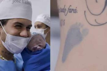 Zé Felipe faz tatuagem em homenagem ao filho logo após nascimento de José Leonardo