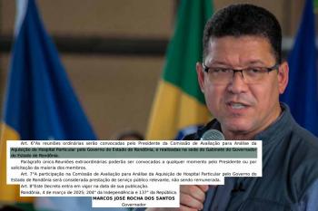 Governador de Rondônia institui comissão para avaliar compra de hospital particular