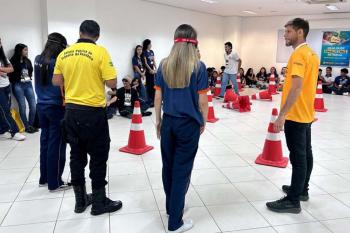 Estudantes participam de atividades durante lançamento da Campanha Maio Amarelo em Porto Velho