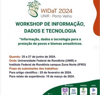 Campus Zona Norte, UNIR e IBICT abrem inscries para VII WIDaT