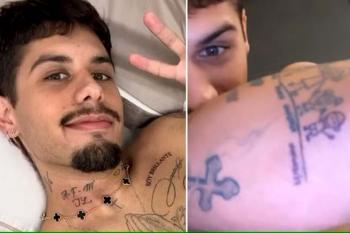 Zé Felipe faz tatuagens em homenagem ao terceiro filho