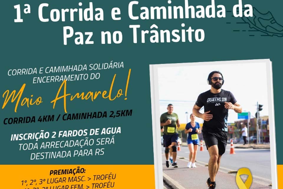 Inscrições para a 1ª Corrida e Caminhada da Paz no Trânsito seguem até esta quarta-feira (29)