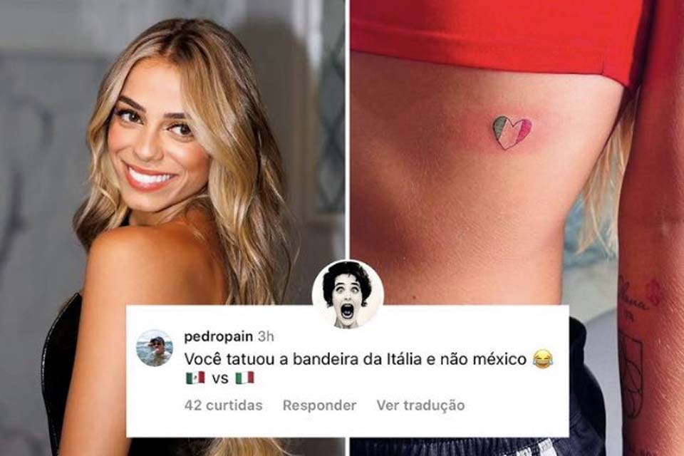 Key Alves faz tatuagem para homenagear visita ao México e vira piada na internet:' Isso é a bandeira da Itália'