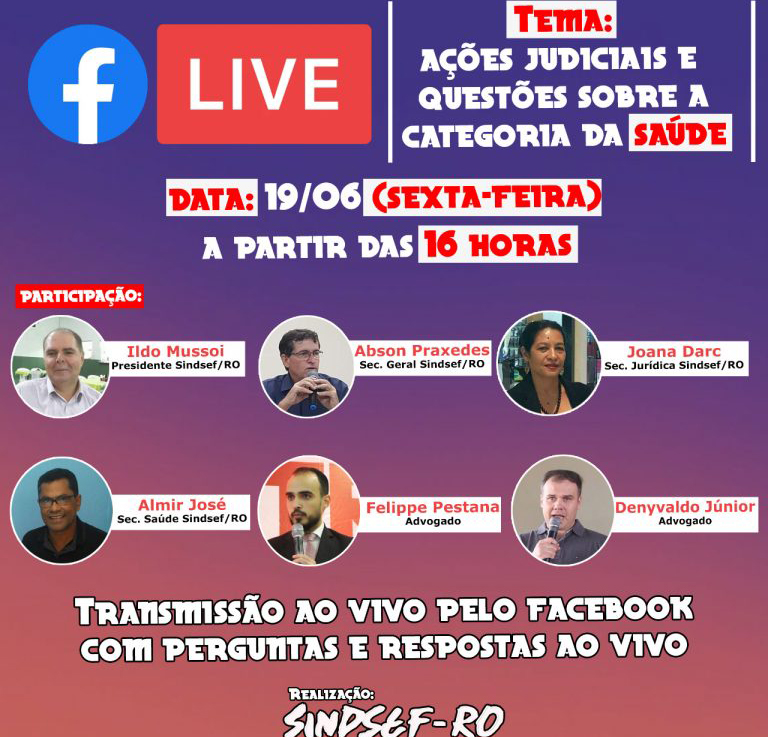 Sindsef  fará live especial para categorias da Saúde- ações judiciais e outras questões