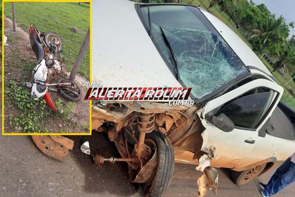 Motociclista morre após colidir com carro na RO-383 entre Santa Luzia e Rolim