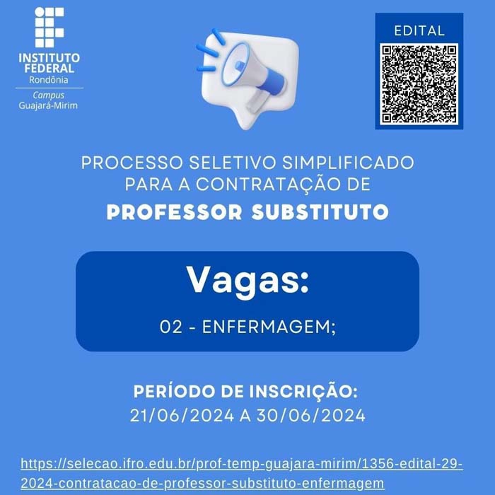 Campus Guajará-Mirim abre inscrições para seleção de professores substitutos na área de Enfermagem