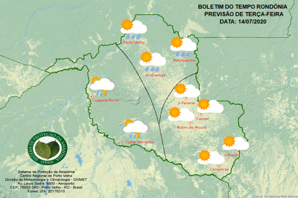 Confira a previsão do tempo para esta terça-feira em Rondônia