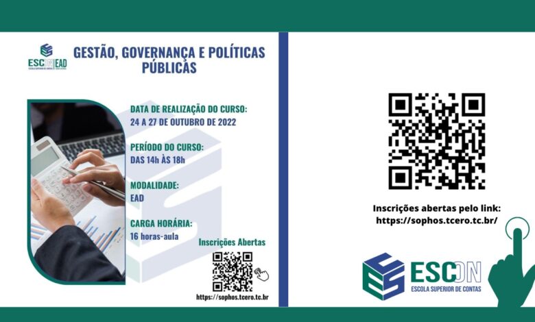 ESCon oferta vagas aos órgãos jurisdicionados do TCE-RO para o curso Gestão, Governança e Políticas Públicas