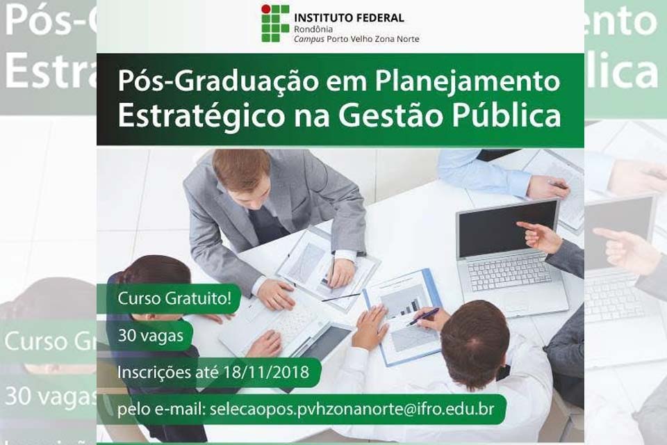 IFRO Campus Porto Velho Zona Norte abre inscrições para curso de pós-graduação