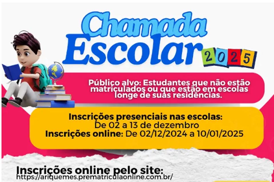 Prefeitura de Ariquemes realiza chamada escolar para o ano letivo 2025