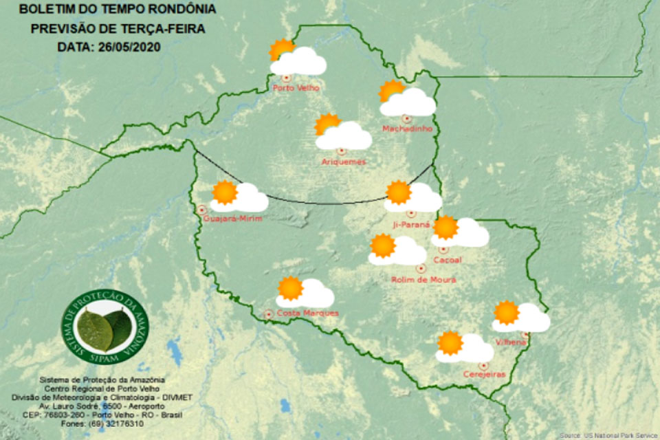 Confira a previsão do tempo para esta terça-feira em Rondônia