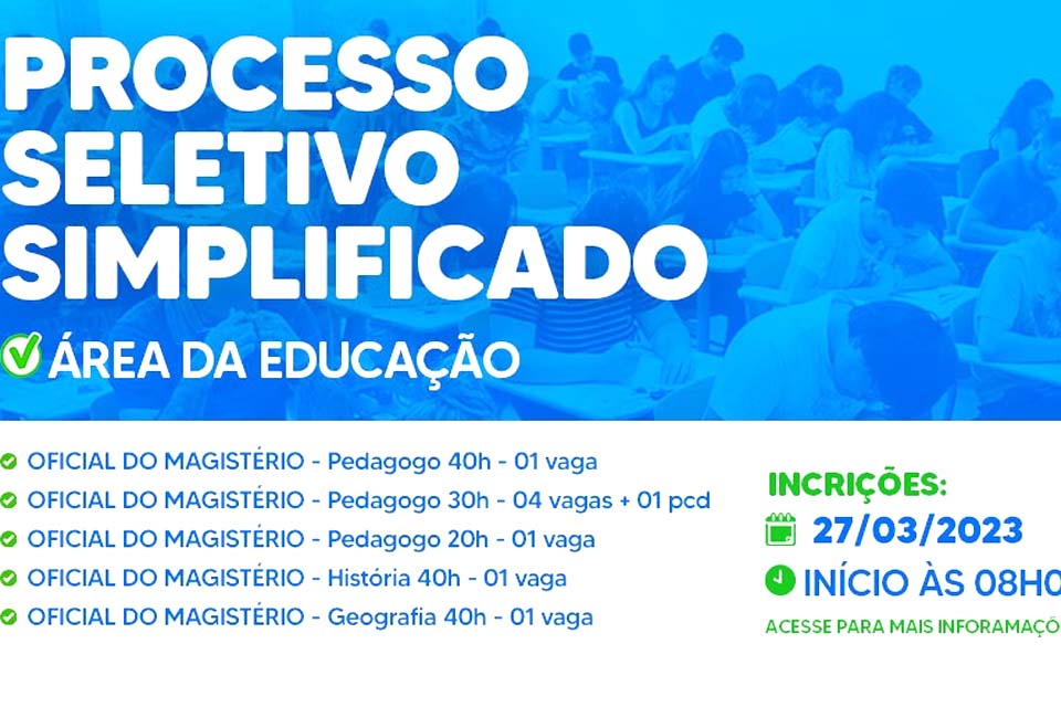 Prefeitura abre Processo Seletivo para contratação de profissionais para a educação