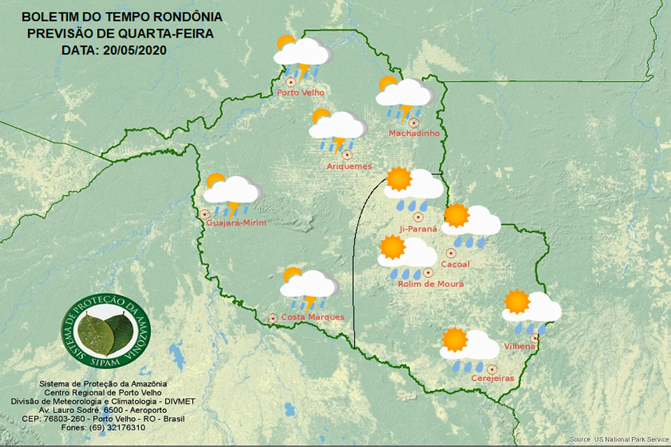 Confira a previsão do tempo para esta quarta-feira em Rondônia