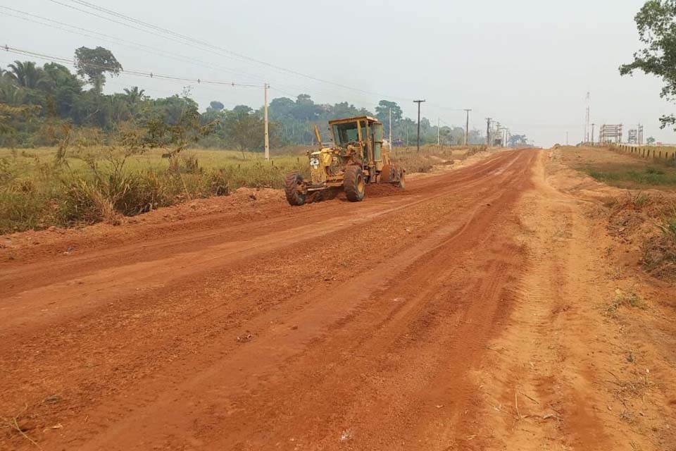 Avanço nas obras de recuperação e manutenção dos 177 km da RO-420 entre Buritis e Nova Mamoré