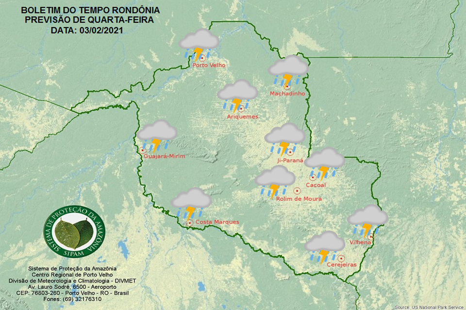 Confira a previsão do tempo para esta quarta-feira em Rondônia