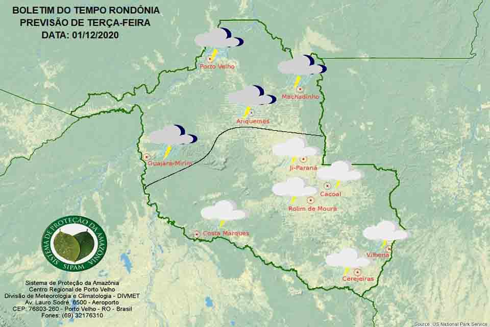 Confira a previsão do tempo para esta terça-feira em Rondônia